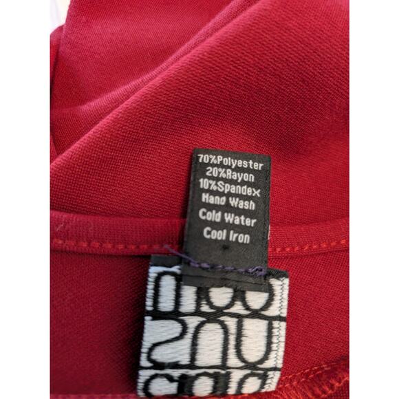 Clara Sun Woo red open front ponte knit cardigan large pockets - Picture 7 of 7